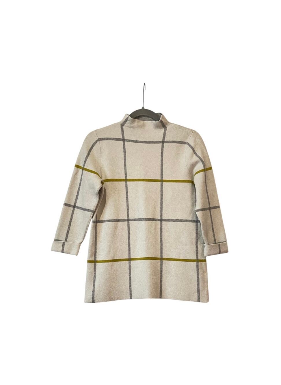 Women’s Tahari Grey Gold Stripe Long Sleeve Sweater Size M